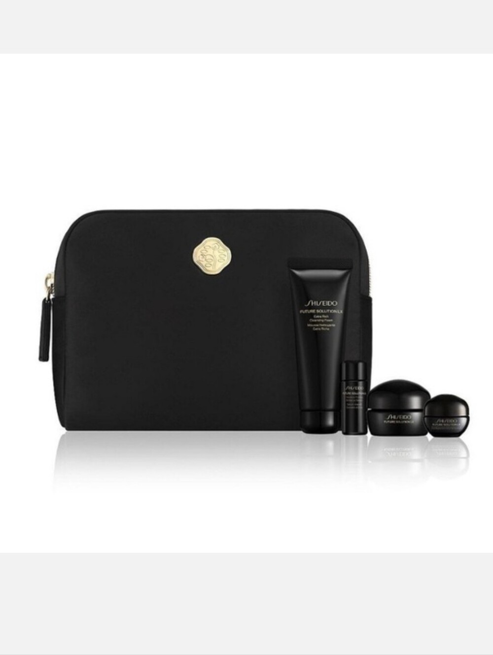 Shiseido Future Solution Lx Delux Skincare 4pc. Set NIB with Black Travel Pouch